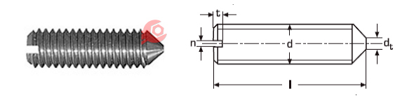 Винт установочный стопорный с конусным коническим концом DIN 553, ГОСТ 1476-93