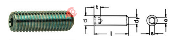 Винт установочный с внутренним шестигранником и засверленным концом DIN 916, ГОСТ 28964-91