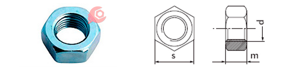 Гайка шестигранная с мелкой резьбой DIN 934, ГОСТ 5915-70, ГОСТ 5927-70