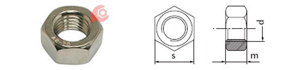 Гайка шестигранная с левой резьбой DIN 934, ГОСТ 5915-70, ГОСТ 5927-70