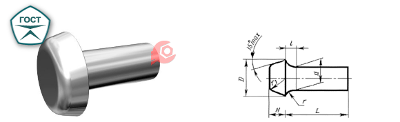 Заклепка с плоской головкой чертеж